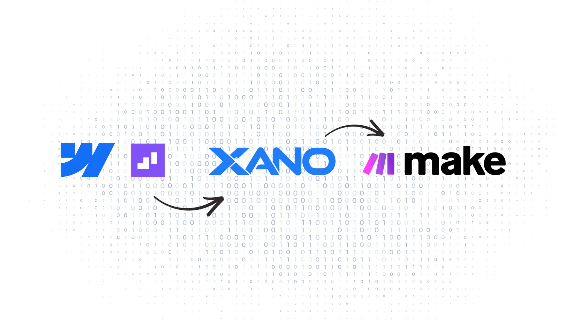 Webflow Wized, Xano, Make.com in a thumbnail