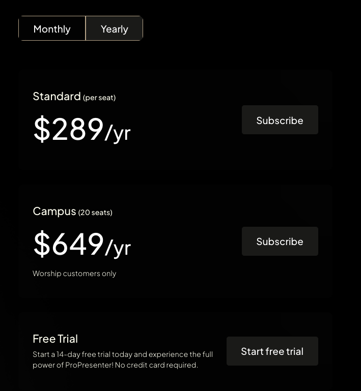 pricing for ProPresenter Dec 2024